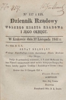 Dziennik Rządowy Wolnego Miasta Krakowa i Jego Okręgu. 1841, nr 117-118