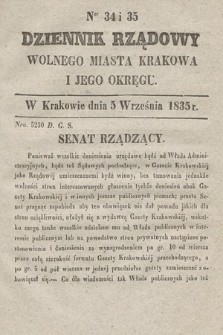 Dziennik Rządowy Wolnego Miasta Krakowa i Jego Okręgu. 1835, nr 34-35