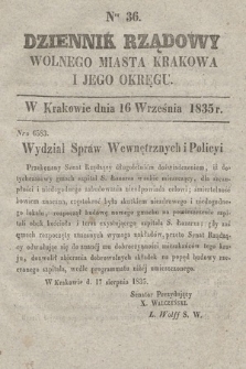 Dziennik Rządowy Wolnego Miasta Krakowa i Jego Okręgu. 1835, nr 36