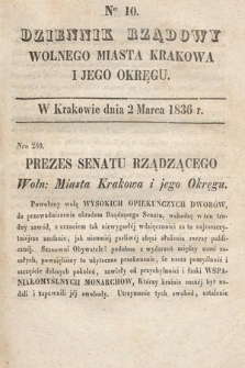 Dziennik Rządowy Wolnego Miasta Krakowa i Jego Okręgu. 1836, nr 10