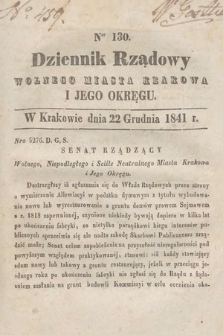 Dziennik Rządowy Wolnego Miasta Krakowa i Jego Okręgu. 1841, nr 130