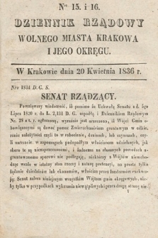 Dziennik Rządowy Wolnego Miasta Krakowa i Jego Okręgu. 1836, nr 15-16