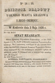 Dziennik Rządowy Wolnego Miasta Krakowa i Jego Okręgu. 1836, nr 18-19
