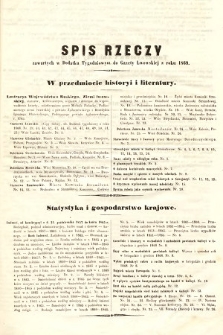 Spis rzeczy zawartych w Dodatku tygodniowym do Gazety Lwowskiej z roku 1869
