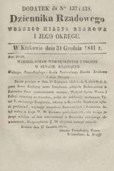 Dziennik Rządowy Wolnego Miasta Krakowa i Jego Okręgu. 1841, nr 137-138