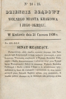 Dziennik Rządowy Wolnego Miasta Krakowa i Jego Okręgu. 1836, nr 24-25