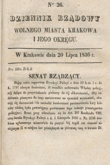 Dziennik Rządowy Wolnego Miasta Krakowa i Jego Okręgu. 1836, nr 26