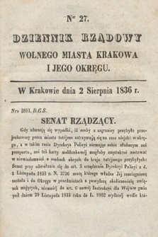 Dziennik Rządowy Wolnego Miasta Krakowa i Jego Okręgu. 1836, nr 27