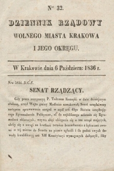 Dziennik Rządowy Wolnego Miasta Krakowa i Jego Okręgu. 1836, nr 32