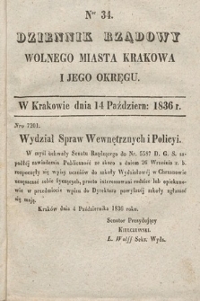 Dziennik Rządowy Wolnego Miasta Krakowa i Jego Okręgu. 1836, nr 34