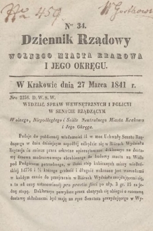 Dziennik Rządowy Wolnego Miasta Krakowa i Jego Okręgu. 1841, nr 34
