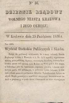 Dziennik Rządowy Wolnego Miasta Krakowa i Jego Okręgu. 1836, nr 36
