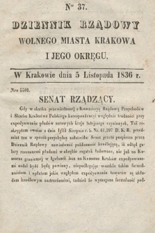 Dziennik Rządowy Wolnego Miasta Krakowa i Jego Okręgu. 1836, nr 37