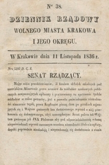 Dziennik Rządowy Wolnego Miasta Krakowa i Jego Okręgu. 1836, nr 38