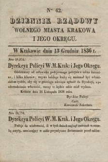 Dziennik Rządowy Wolnego Miasta Krakowa i Jego Okręgu. 1836, nr 42