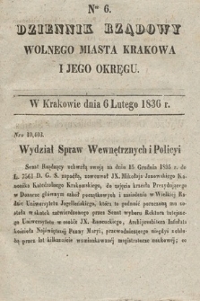 Dziennik Rządowy Wolnego Miasta Krakowa i Jego Okręgu. 1836, nr 5-6