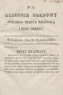 Dziennik Rządowy Wolnego Miasta Krakowa i Jego Okręgu. 1837, nr 4