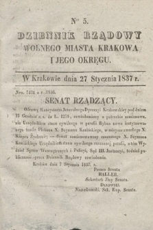 Dziennik Rządowy Wolnego Miasta Krakowa i Jego Okręgu. 1837, nr 5