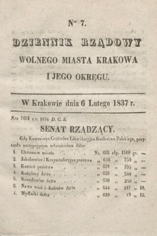Dziennik Rządowy Wolnego Miasta Krakowa i Jego Okręgu. 1837, nr 7