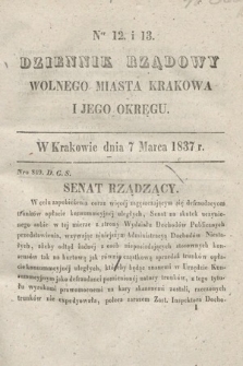 Dziennik Rządowy Wolnego Miasta Krakowa i Jego Okręgu. 1837, nr 12-13