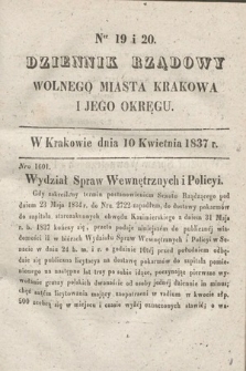 Dziennik Rządowy Wolnego Miasta Krakowa i Jego Okręgu. 1837, nr 19-20