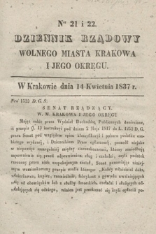 Dziennik Rządowy Wolnego Miasta Krakowa i Jego Okręgu. 1837, nr 21-22