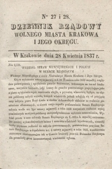 Dziennik Rządowy Wolnego Miasta Krakowa i Jego Okręgu. 1837, nr 27-28