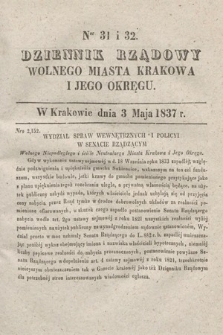 Dziennik Rządowy Wolnego Miasta Krakowa i Jego Okręgu. 1837, nr 31-32