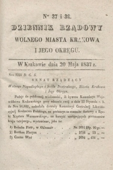 Dziennik Rządowy Wolnego Miasta Krakowa i Jego Okręgu. 1837, nr 37-38