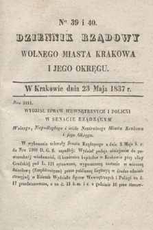 Dziennik Rządowy Wolnego Miasta Krakowa i Jego Okręgu. 1837, nr 39-40