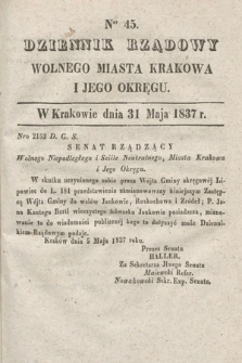 Dziennik Rządowy Wolnego Miasta Krakowa i Jego Okręgu. 1837, nr 45