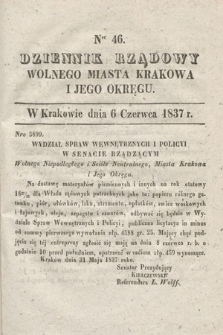 Dziennik Rządowy Wolnego Miasta Krakowa i Jego Okręgu. 1837, nr 46