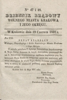 Dziennik Rządowy Wolnego Miasta Krakowa i Jego Okręgu. 1837, nr 47-48