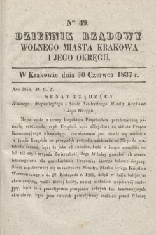 Dziennik Rządowy Wolnego Miasta Krakowa i Jego Okręgu. 1837, nr 49