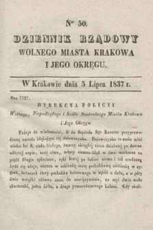 Dziennik Rządowy Wolnego Miasta Krakowa i Jego Okręgu. 1837, nr 50