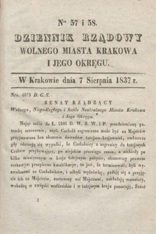 Dziennik Rządowy Wolnego Miasta Krakowa i Jego Okręgu. 1837, nr 57-58