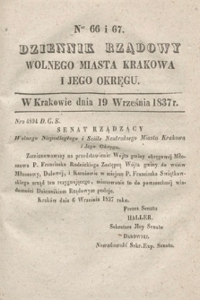Dziennik Rządowy Wolnego Miasta Krakowa i Jego Okręgu. 1837, nr 66-67
