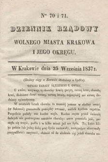 Dziennik Rządowy Wolnego Miasta Krakowa i Jego Okręgu. 1837, nr 70-71