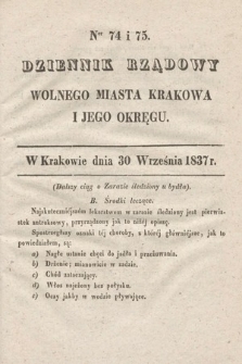 Dziennik Rządowy Wolnego Miasta Krakowa i Jego Okręgu. 1837, nr 74-75