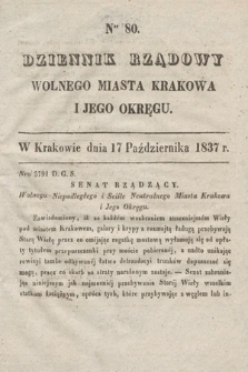 Dziennik Rządowy Wolnego Miasta Krakowa i Jego Okręgu. 1837, nr 80