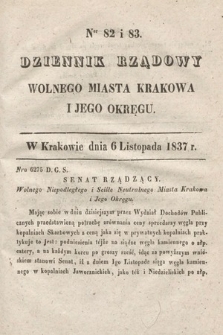 Dziennik Rządowy Wolnego Miasta Krakowa i Jego Okręgu. 1837, nr 82-83