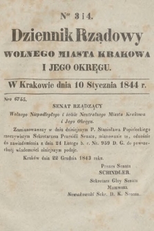 Dziennik Rządowy Wolnego Miasta Krakowa i Jego Okręgu. 1844, nr 3-4