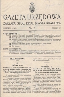 Gazeta Urzędowa Zarządu Miejskiego w Stoł. Król. Mieście Krakowie. 1934, nr 2