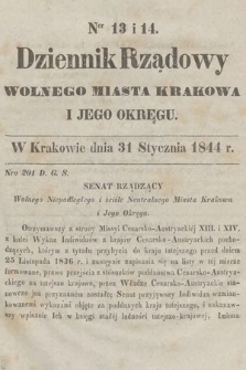 Dziennik Rządowy Wolnego Miasta Krakowa i Jego Okręgu. 1844, nr 13-14