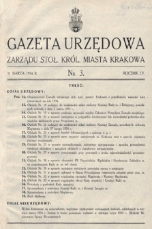 Gazeta Urzędowa Zarządu Miejskiego w Stoł. Król. Mieście Krakowie. 1934, nr 3