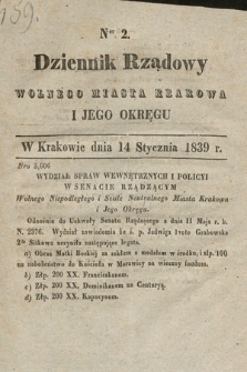 Dziennik Rządowy Wolnego Miasta Krakowa i Jego Okręgu. 1839, nr 2