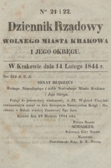 Dziennik Rządowy Wolnego Miasta Krakowa i Jego Okręgu. 1844, nr 21-22