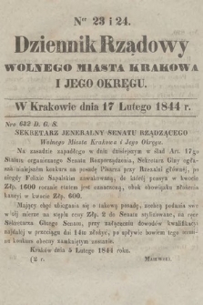 Dziennik Rządowy Wolnego Miasta Krakowa i Jego Okręgu. 1844, nr 23-24