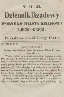 Dziennik Rządowy Wolnego Miasta Krakowa i Jego Okręgu. 1844, nr 31-32