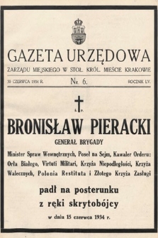 Gazeta Urzędowa Zarządu Miejskiego w Stoł. Król. Mieście Krakowie. 1934, nr 6